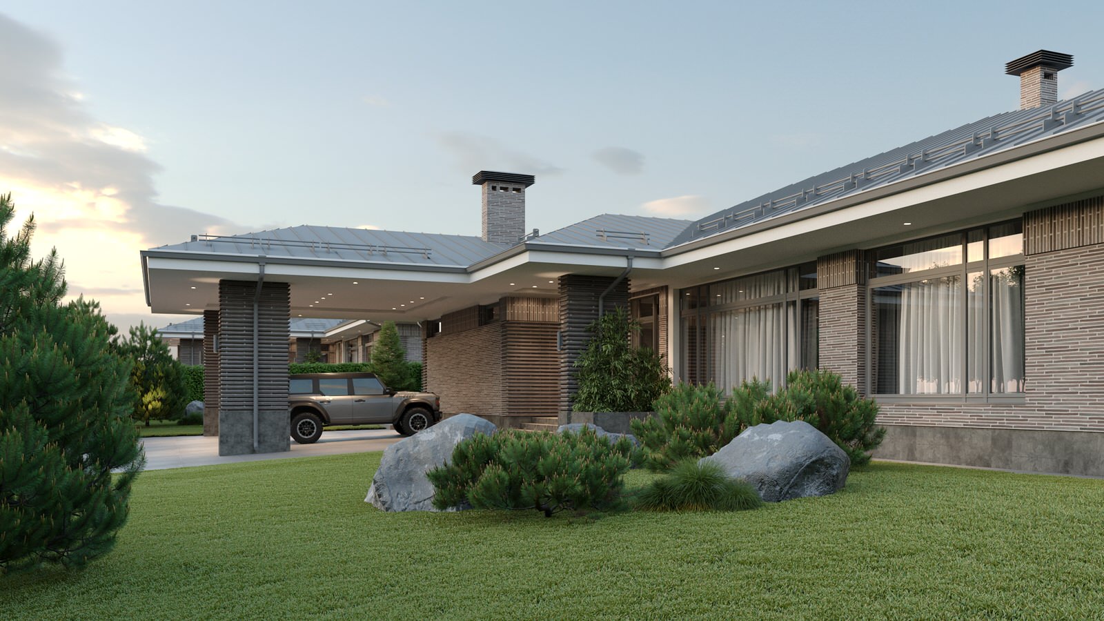 одноэтажный дом в живописном мест