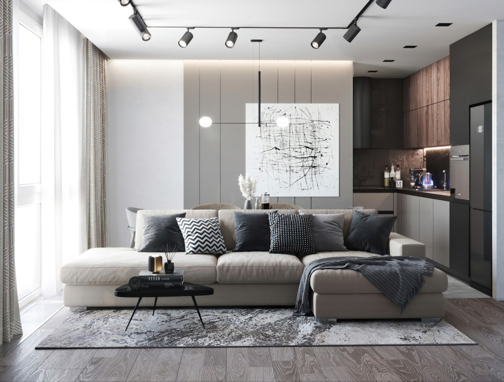 Квартира в спокойной цветовой гамме с нотками брутальности