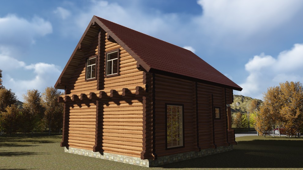 Двухэтажный дом 126м2 из бревна 240мм — проект 386