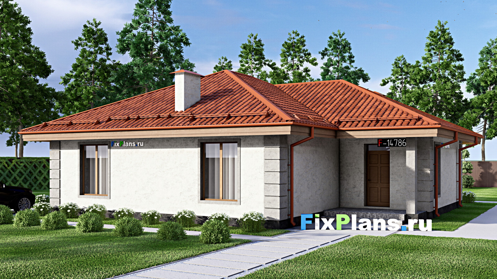 Проект одноэтажного дома 14х12м S116м2 F-14786