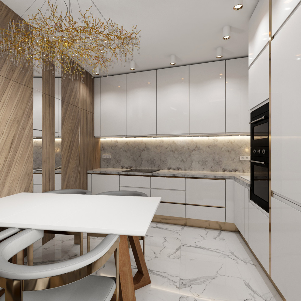 современная кухня -гостиная в "ЖК Да Винчи"