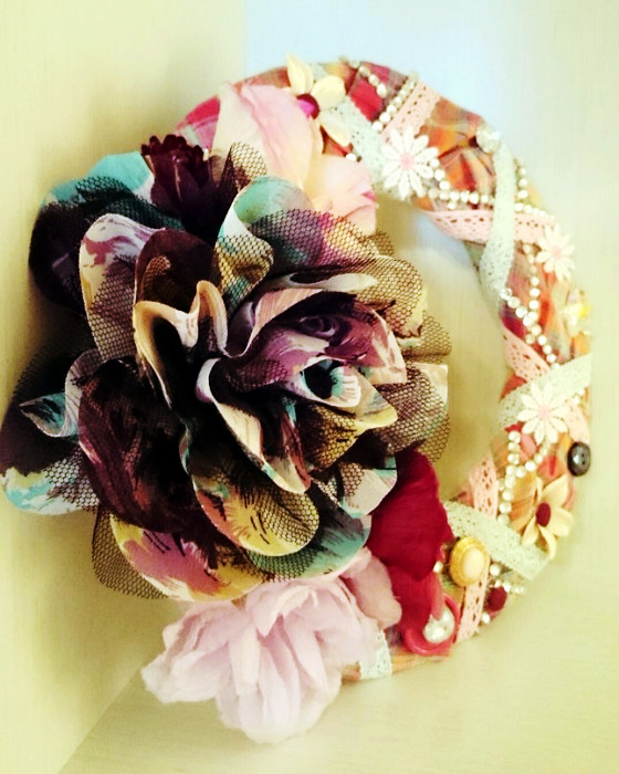 Интерьерный венок "Цветы для Керри"венок, венок из цветов, венок ручной работы,