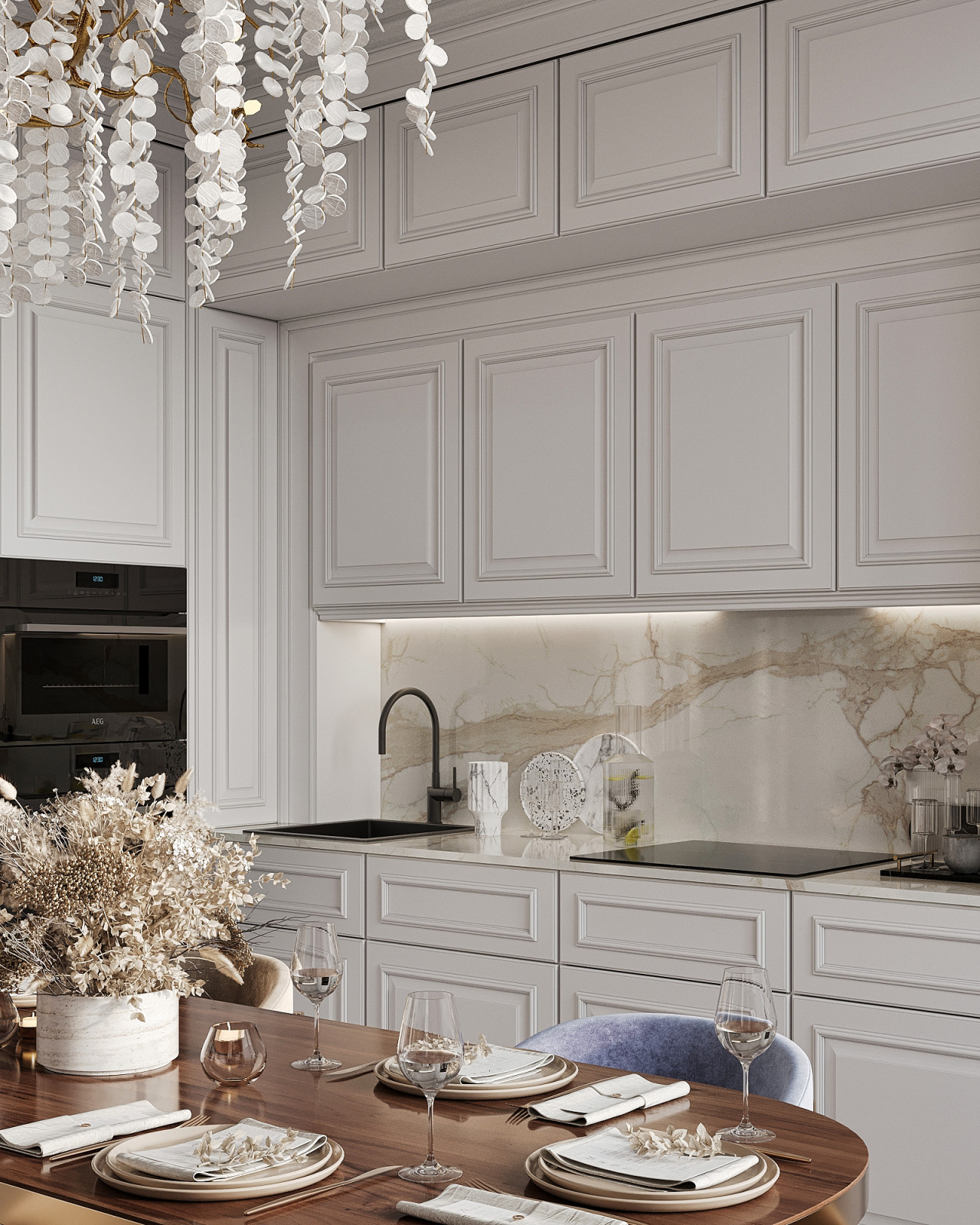 Стильный интерьер с элементами ар-деко в ЖК Петровский квартал на воде - 99 м2