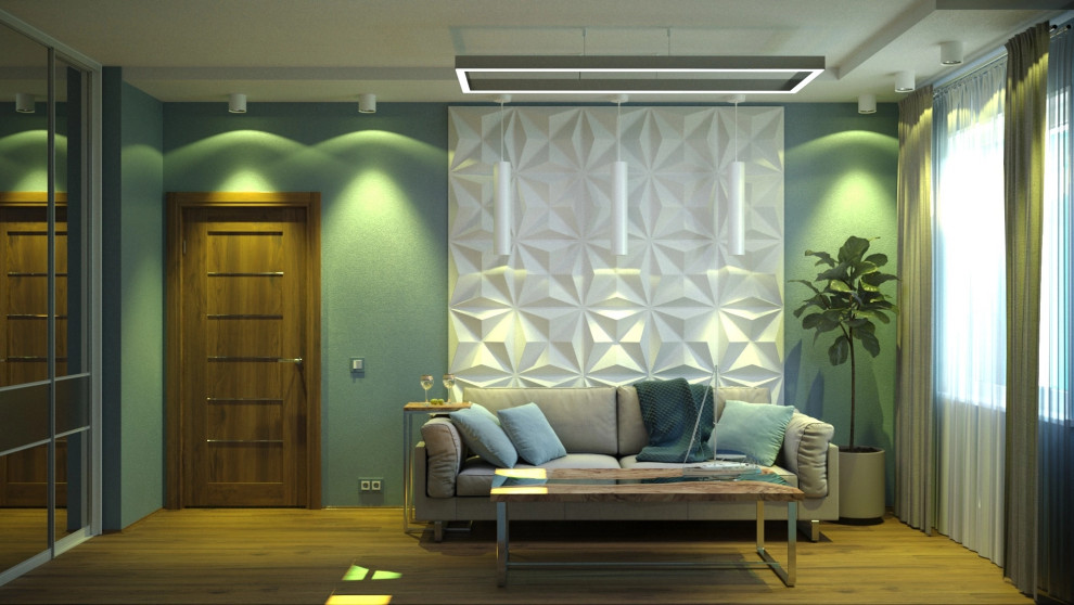 Обложка проекта: Грин бокс. Небольшая гостиная, главный рендер.