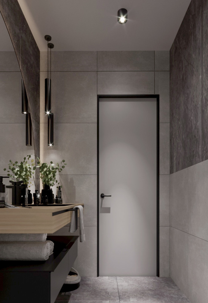 Сан узел в серых тонах