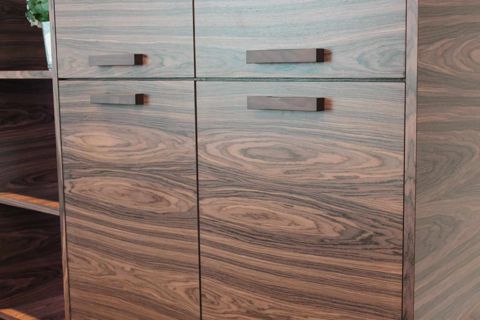 Шпон Палисандр Индийский + фасады со стеклом Серебро