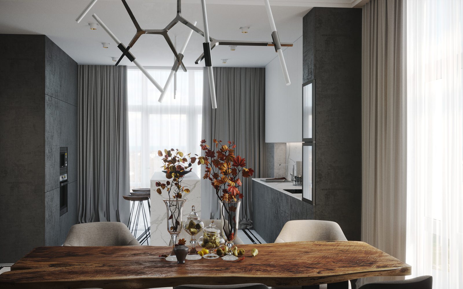 Дизайн кухни-гостиной