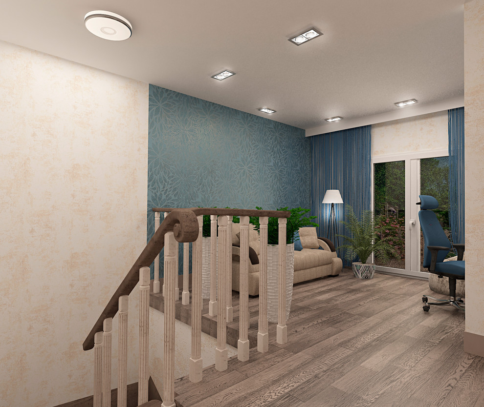 Дизайн интерьера частного дома. Холл-кабинет.