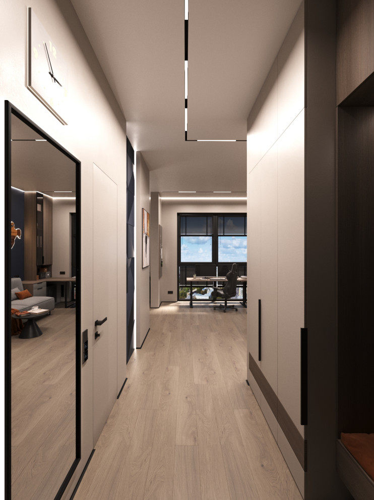 Дизайн интерьера квартиры 77 м2 с 2-мя санузлами и гардеробной