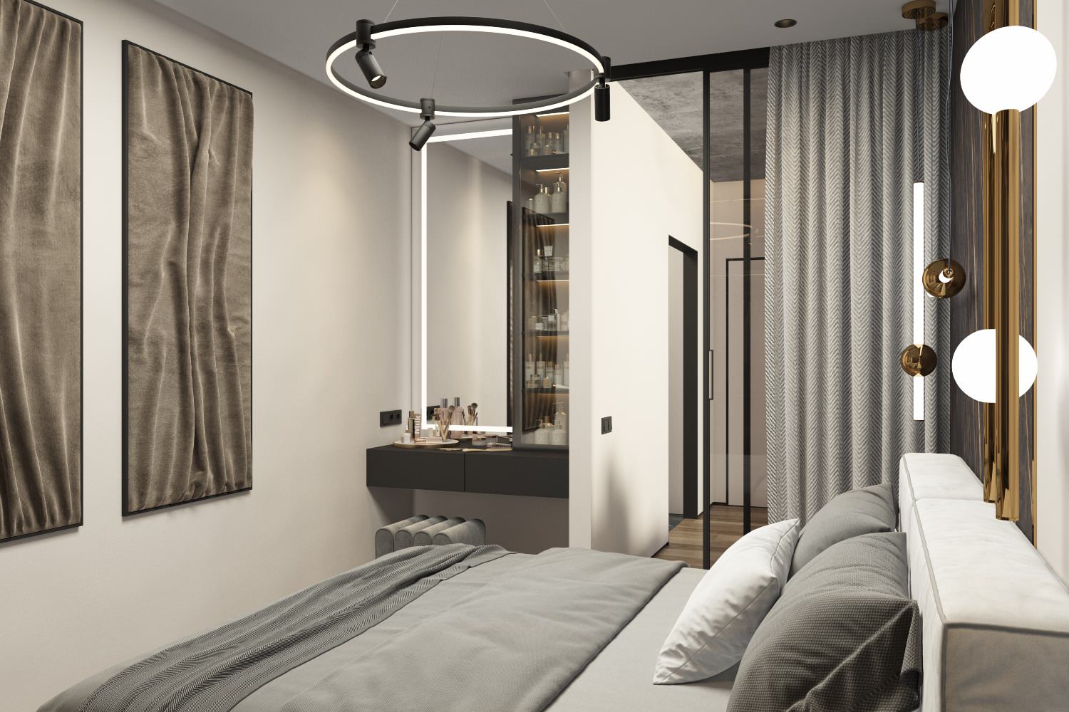 Интерьер спальни, дизайнер Наталья Шевлякова