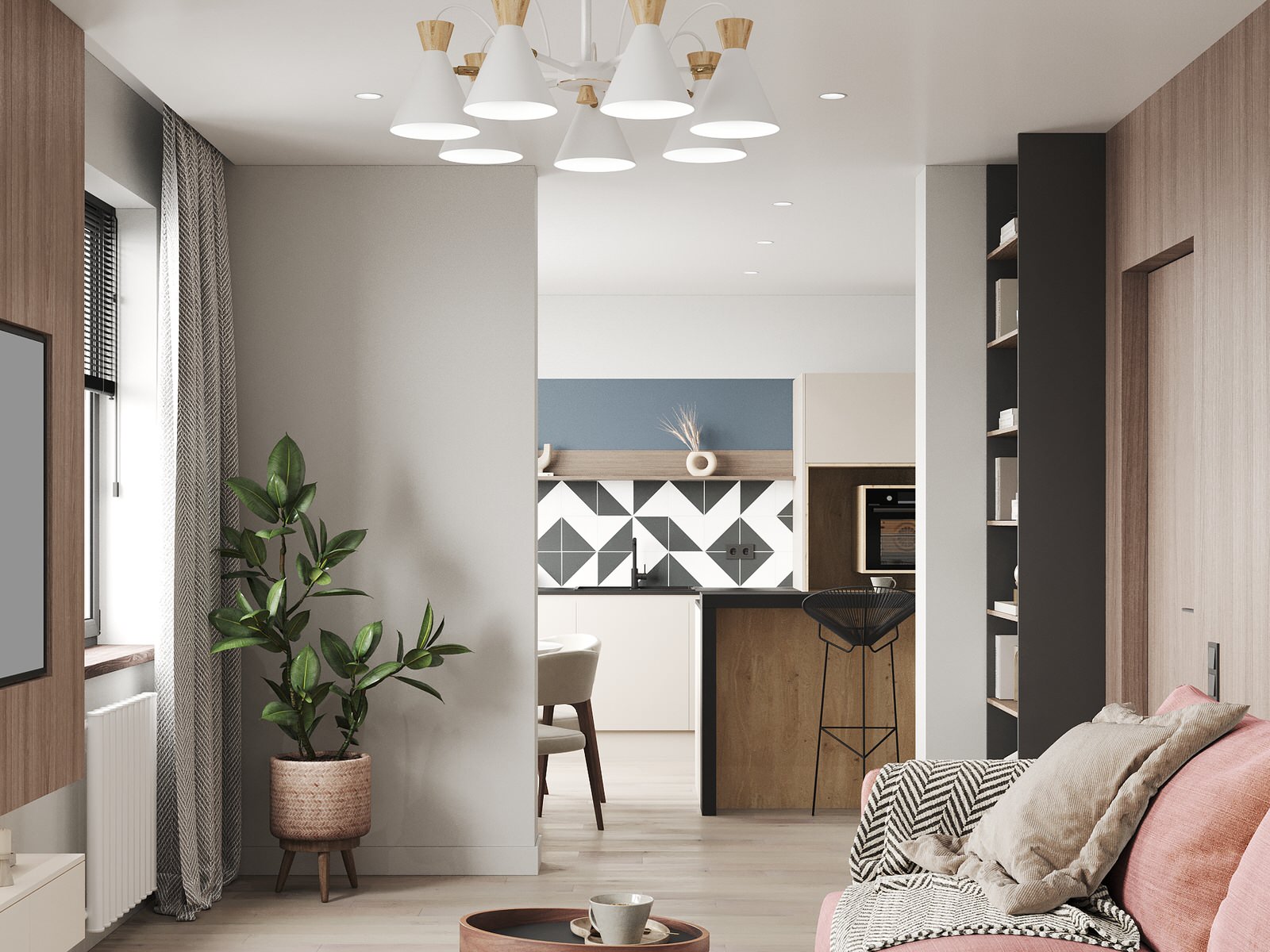 Квартира для молодой семьи с элементами сканди