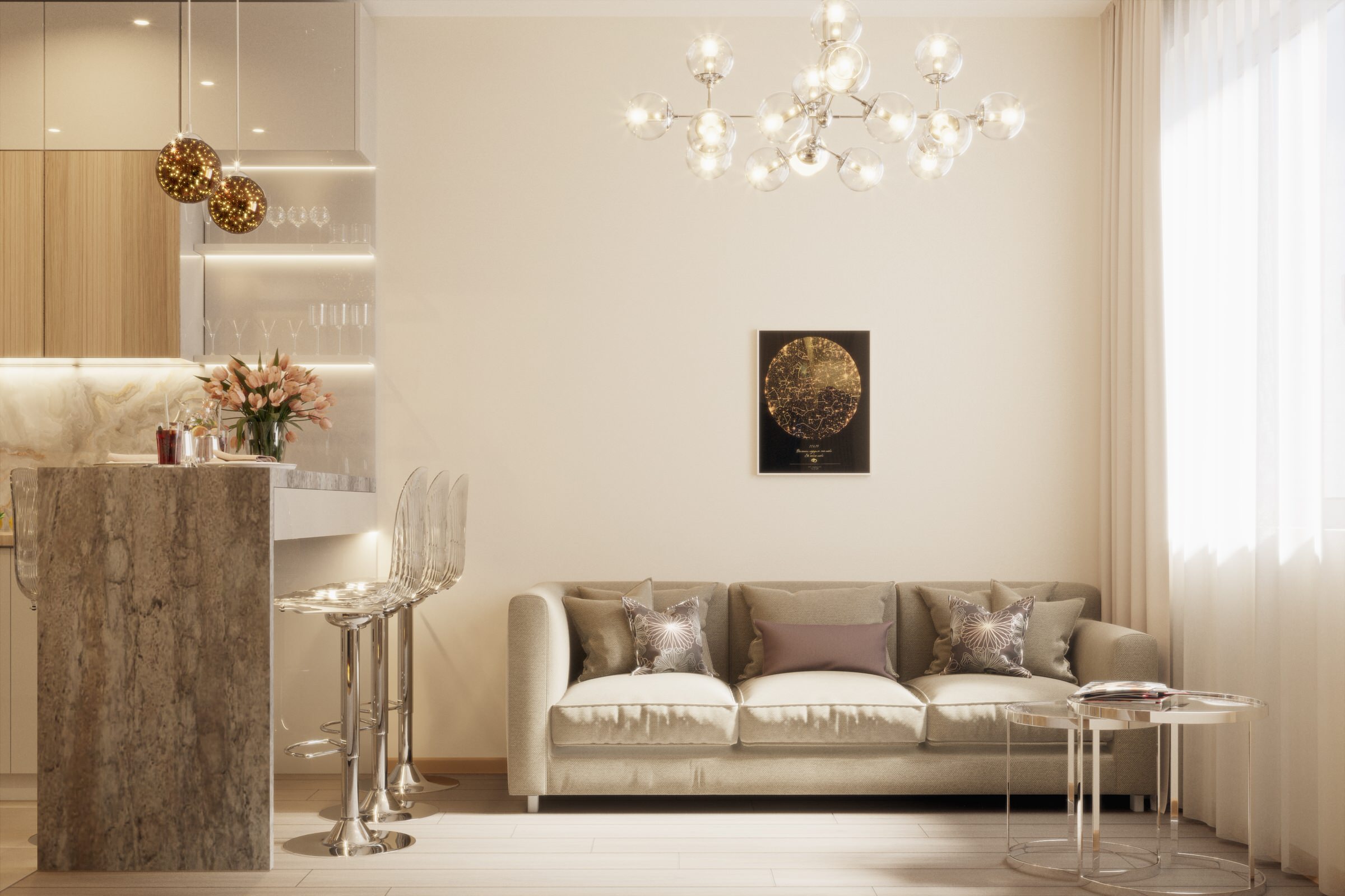 Дизайн двухкомнатной квартиры в ЖК "Среда"