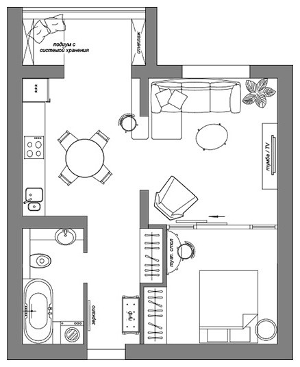 квартира-студия для активных людей