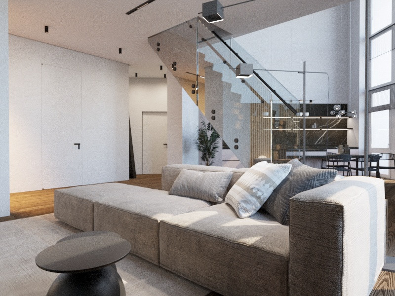 Современный интерьер двухуровневой квартиры