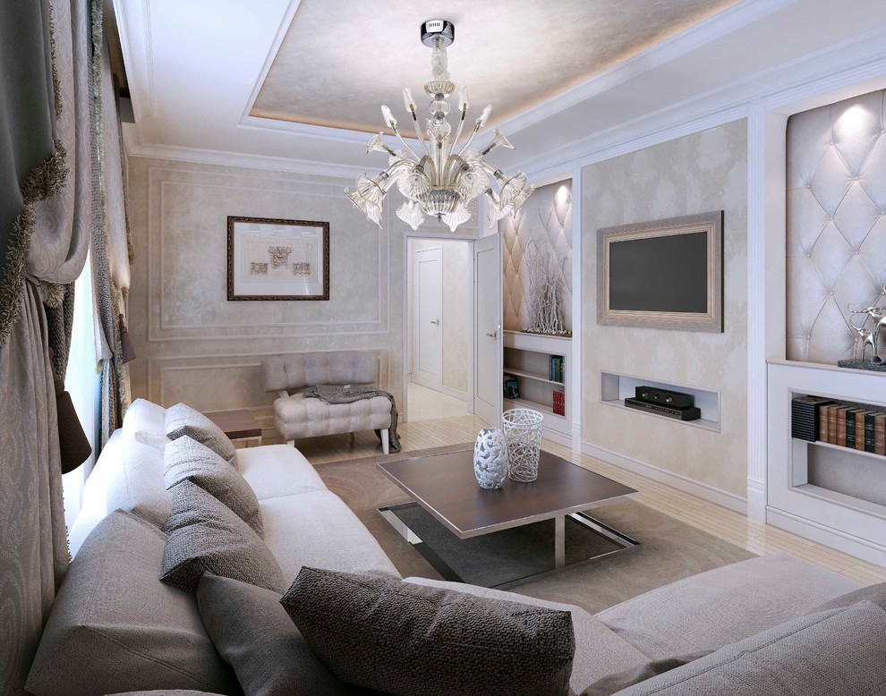 Гостиная в трендовых оттенках цвета грейж