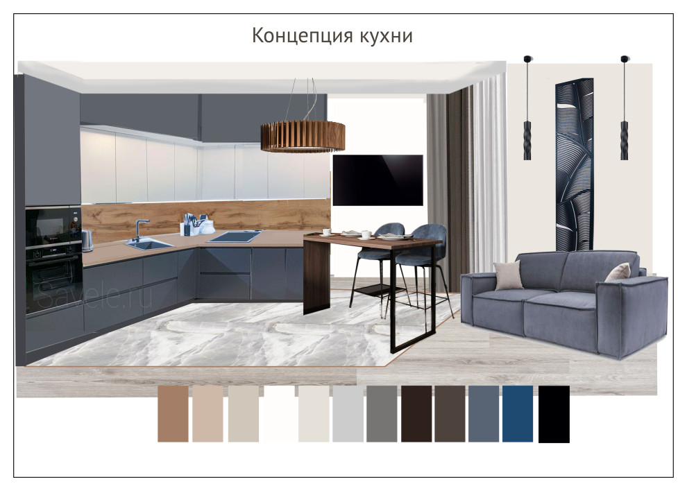 Коллажи к дизайн-проекту двухкомнатной квартиры