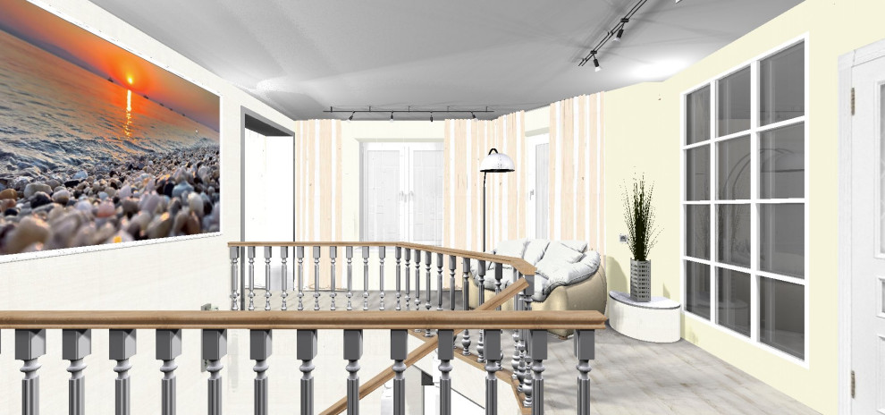 Коттедж. Холл с выходом на лестницу.