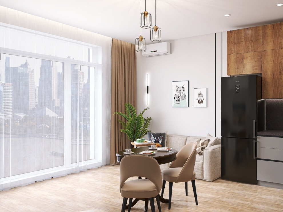 Кухня-гостиная с большим окном