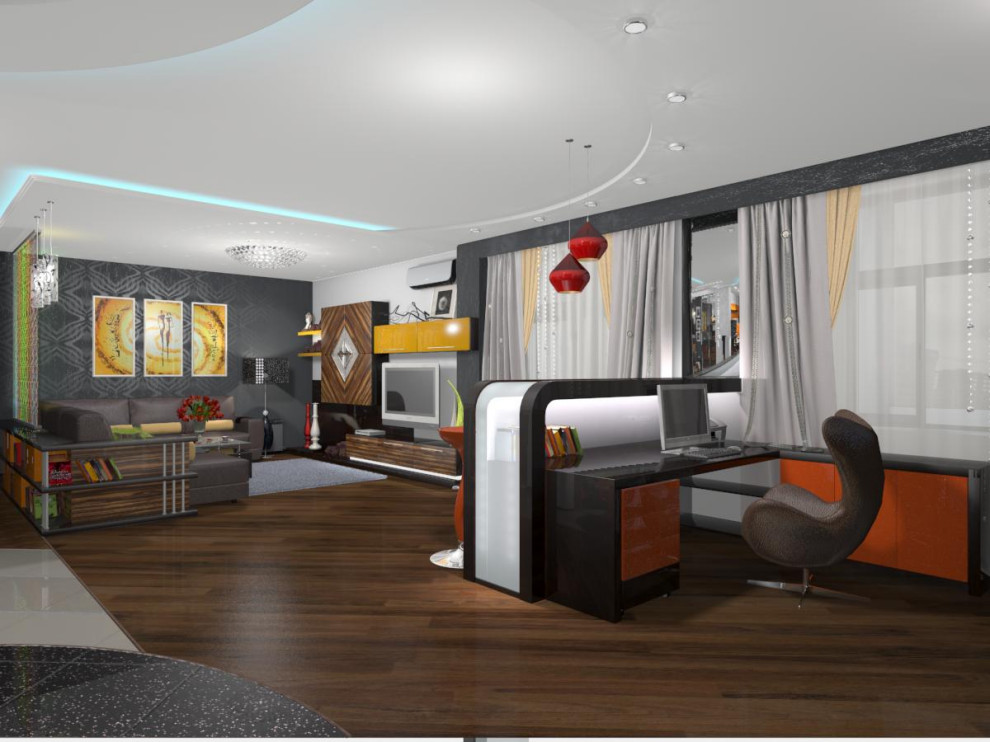 Обложка проекта: визуализация "Гостиная - студия"