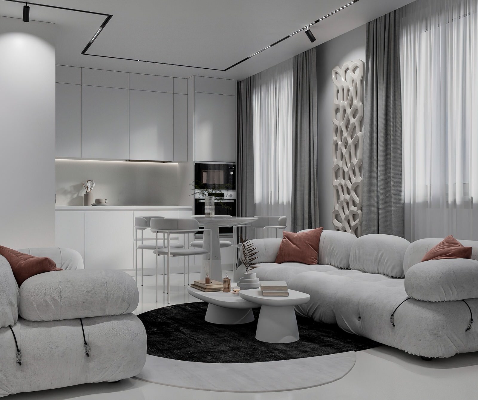 Гостиная в квартире 50 кв.м., Березовая Аллея