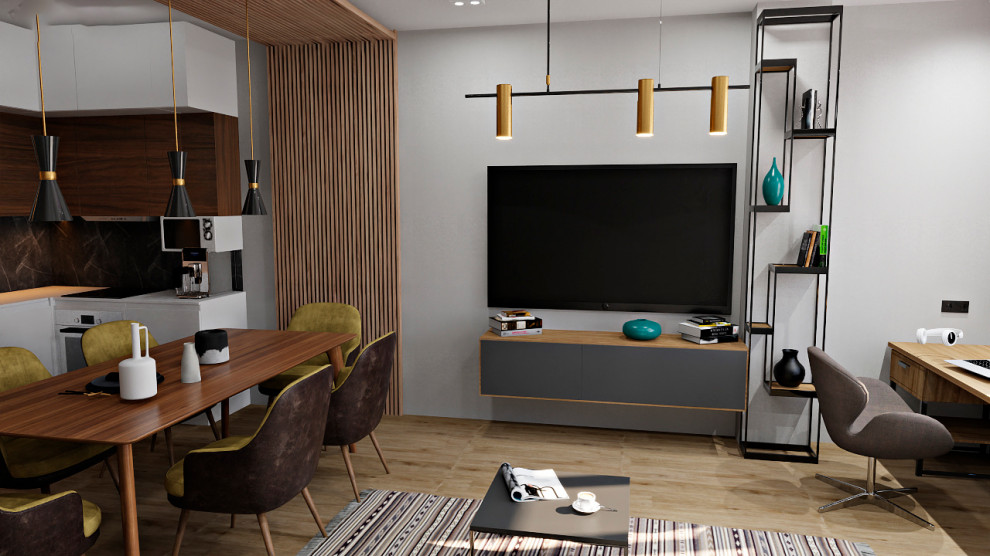 Дизайн интерьера квартиры в современном стиле для холостого молодого человека.