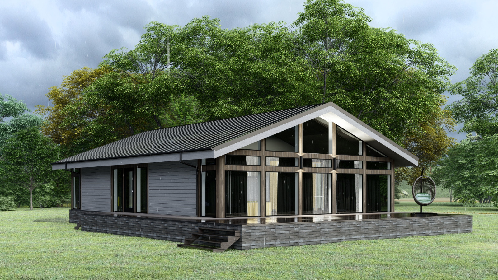 Фахверковый дом с панорамными окнами