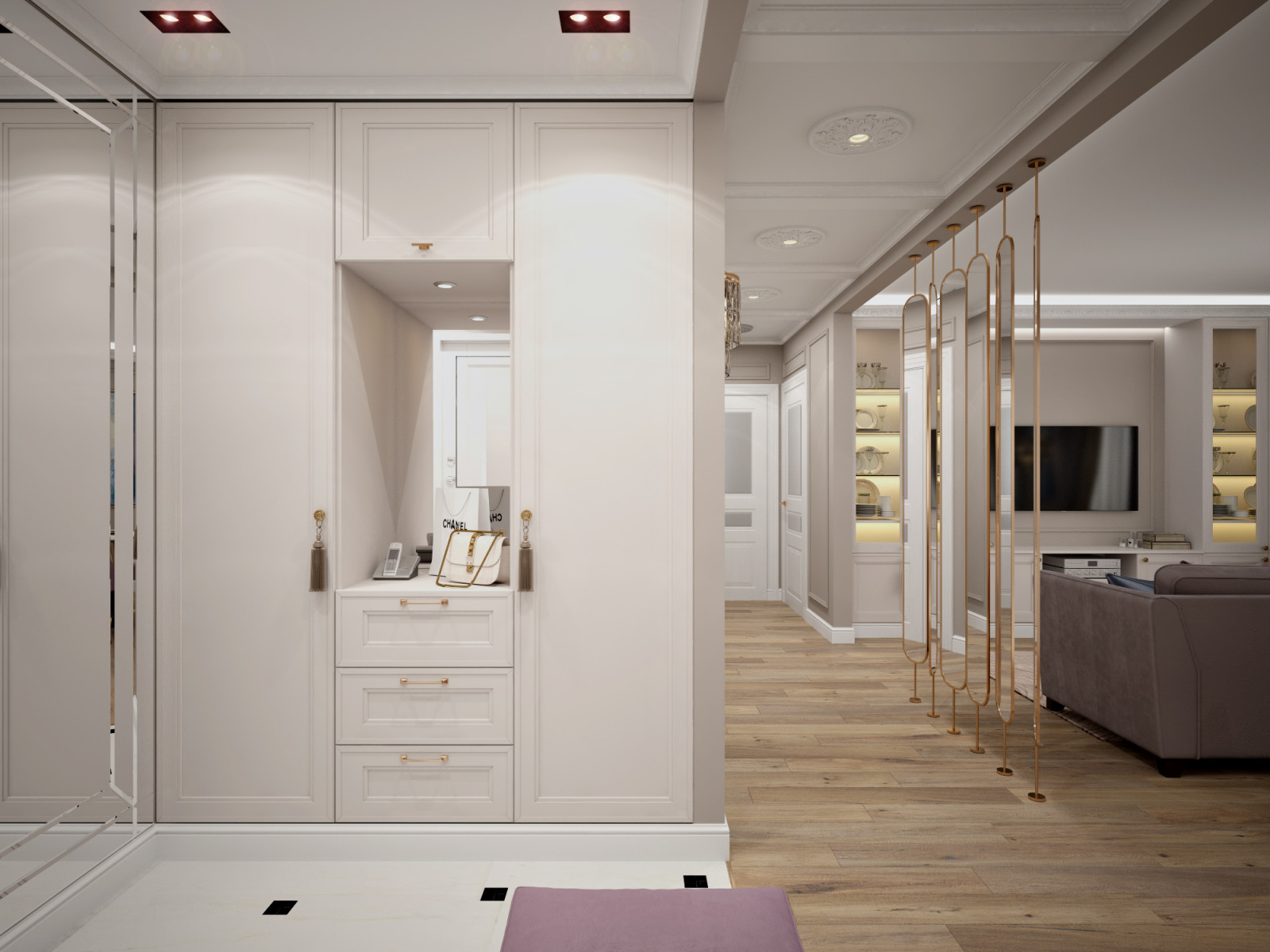 Обложка проекта: 3к квартира Шикарная в современном классическом стиле. Прихожая и коридор