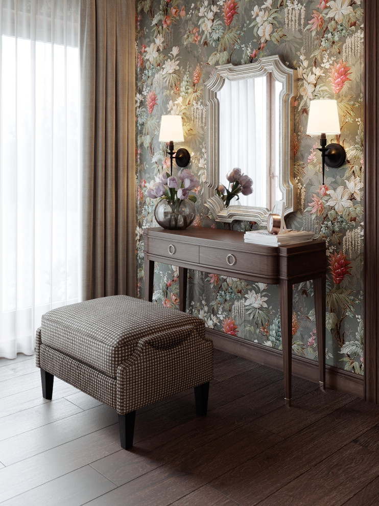 Спальня загородного дома с гардеробной, 29 кв.м