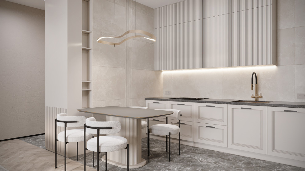 3к студия монохромный интерьер в стиле Современной классики