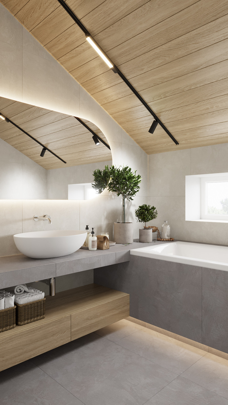 Барнхауз с мансардными окнами в серых оттенках