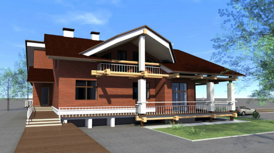 Загородный дом в Омской области. Дом спроектирован в современном стиле с элемент