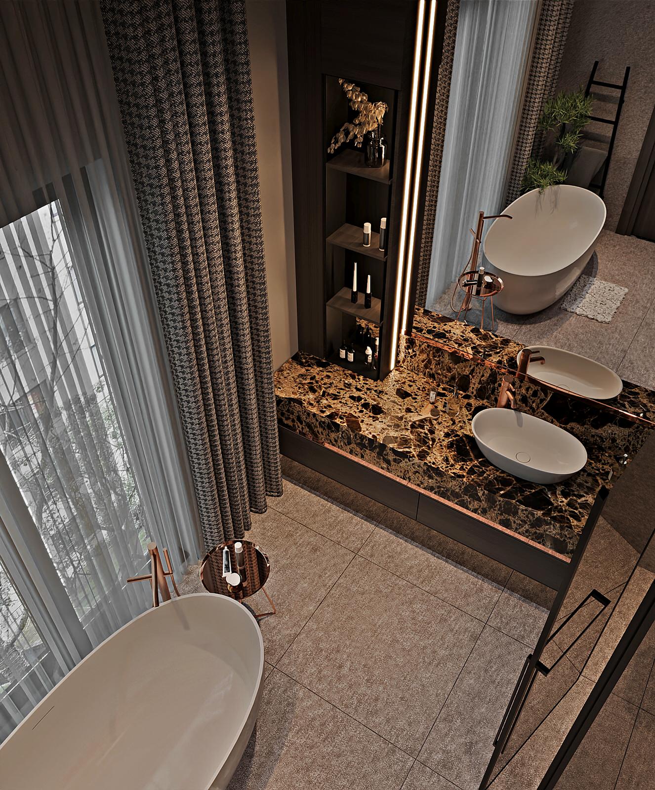 Ванная комната "Медные акценты"