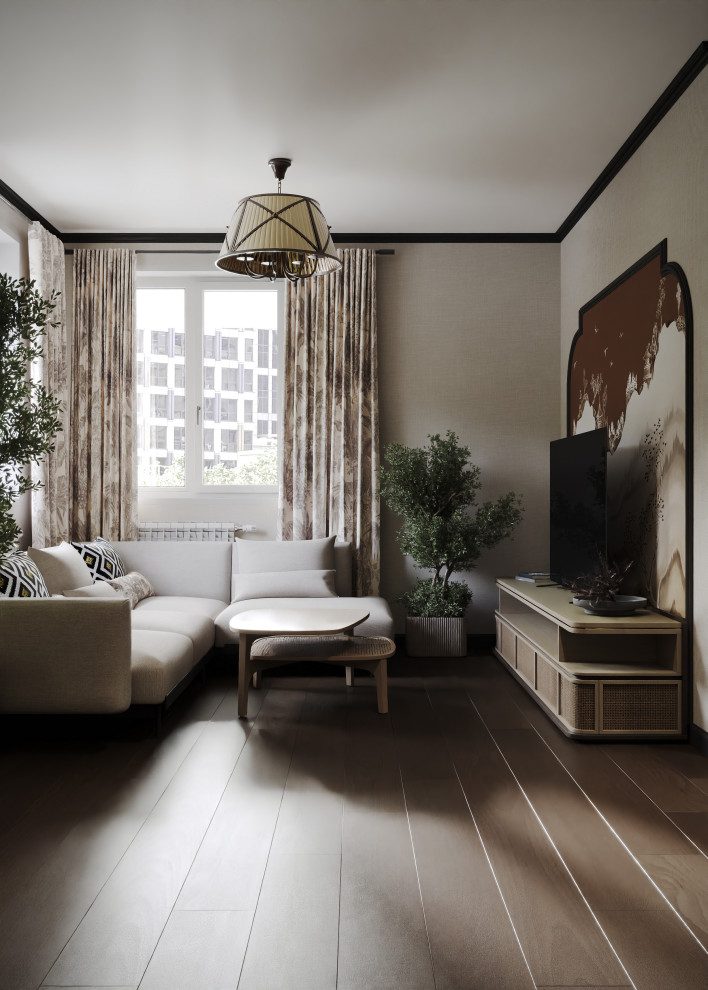 Дизайн гостиной в тёплых оттенках