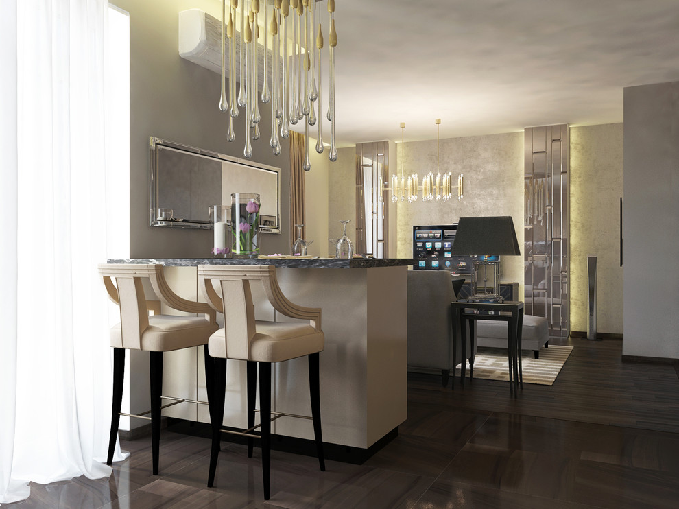 ЖК Мосфильмовский. Кухня-гостиная.