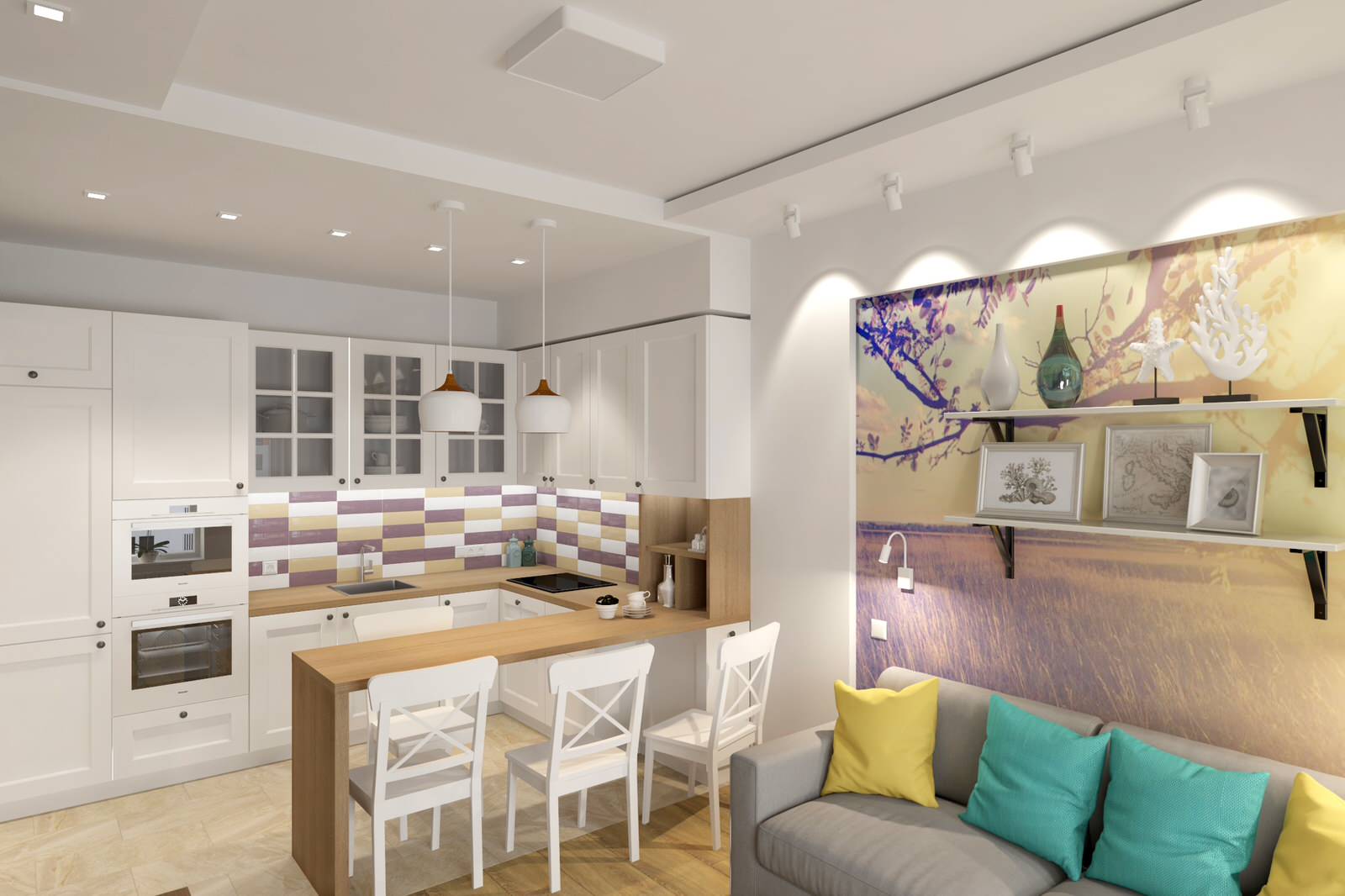 Обложка проекта: Двухкомнатная квартира в скандинавском стиле 61м2 в ЖК "Гринпарк"