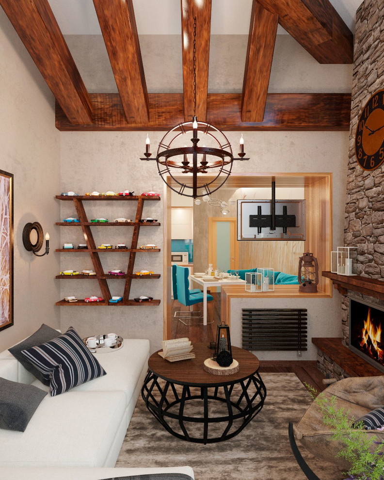 Кухня-лоджия в стиле Шале