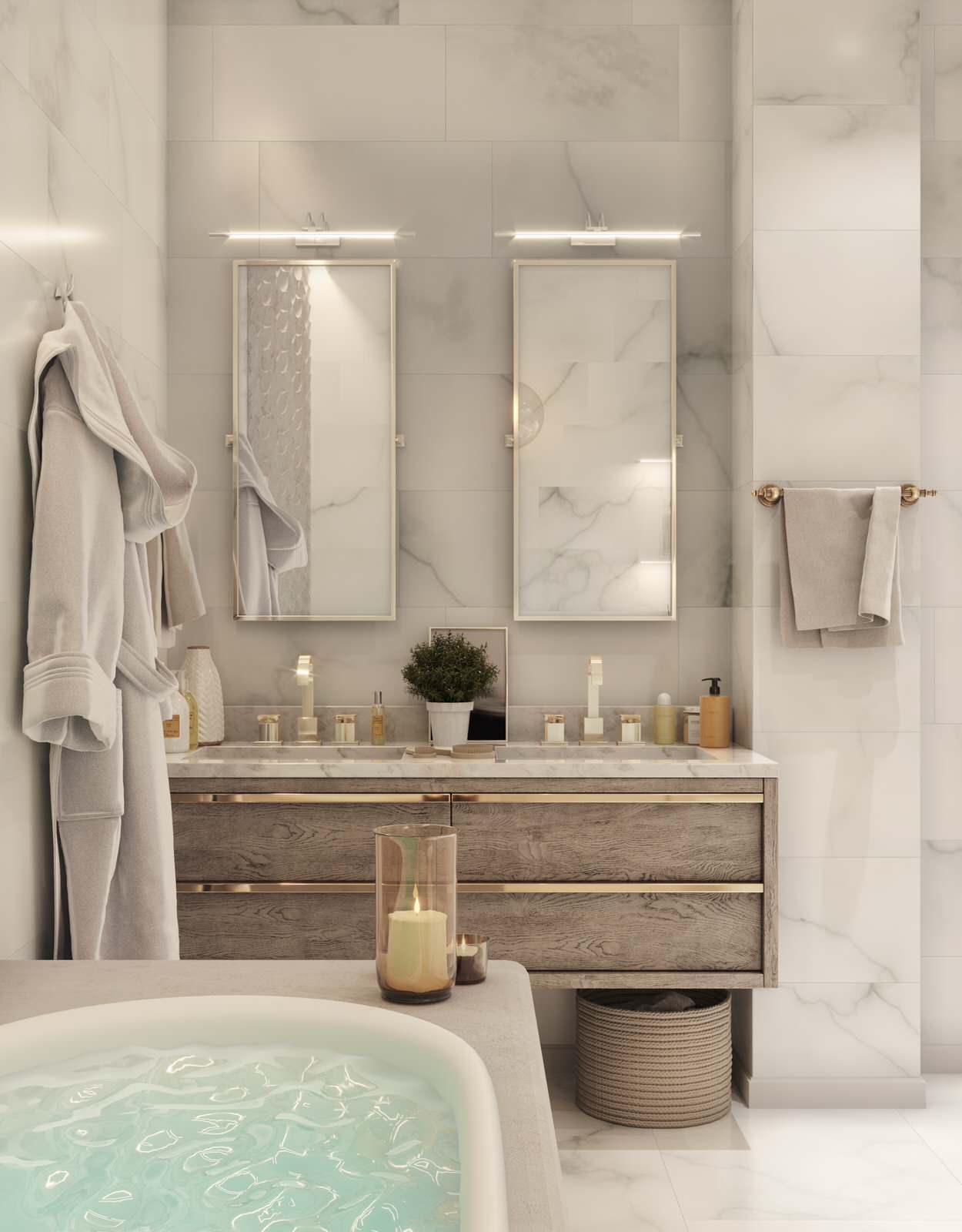 Мягкий эклектичный интерьер квартиры 205 кв.м.