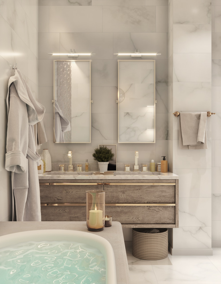 Мягкий эклектичный интерьер квартиры 205 кв.м.