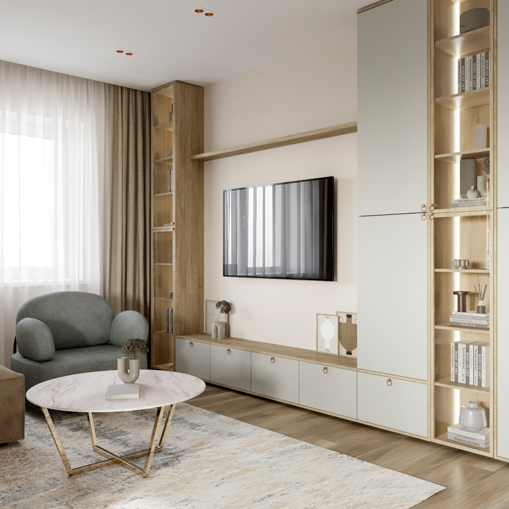 Четырех-комнатная квартира в светлых тонах.