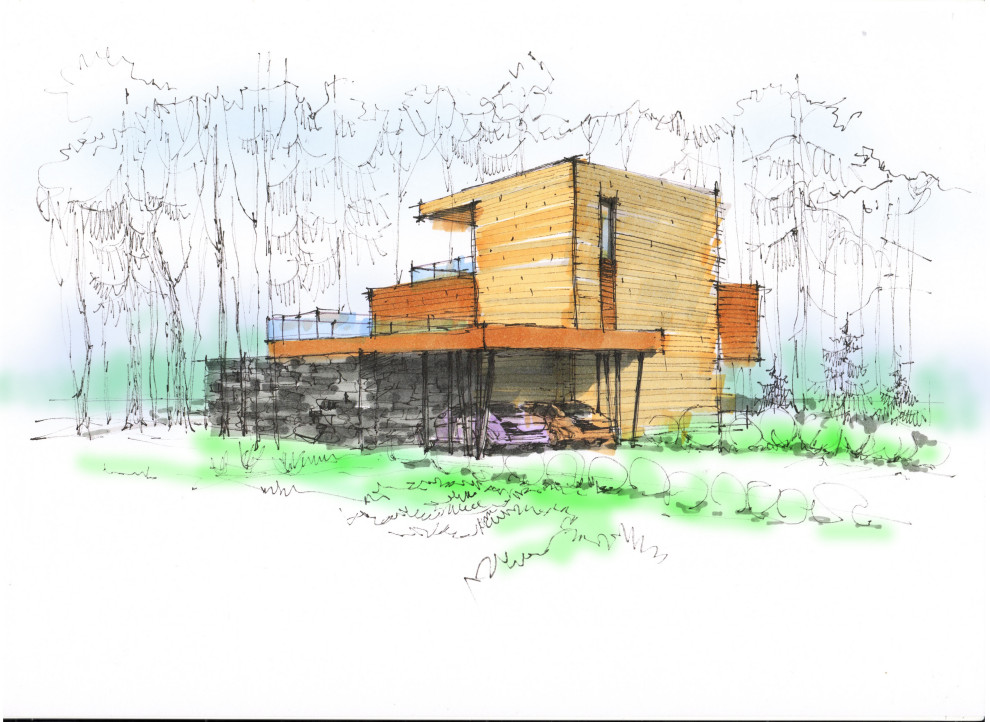 Обложка проекта: Фор-эскиз современного дома на берегу Лемболовского озера