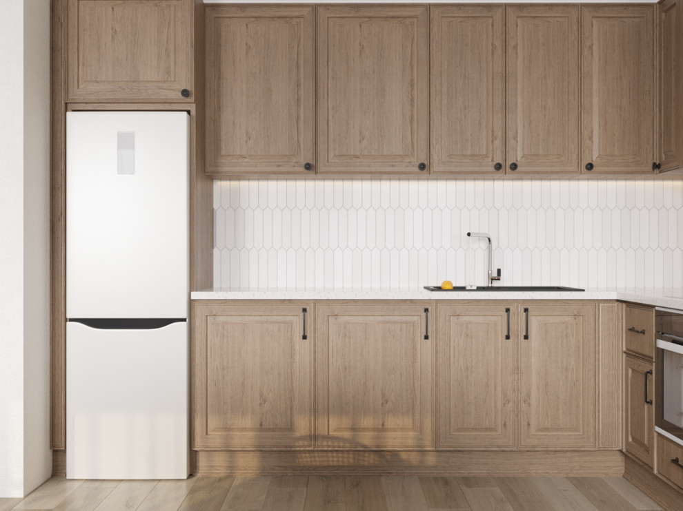 Кухня-гостиная с яркой стеной