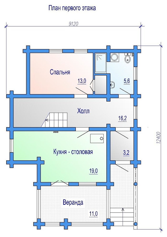 15-065 Двухэтажный жилой дом из оцилиндрованного бревна