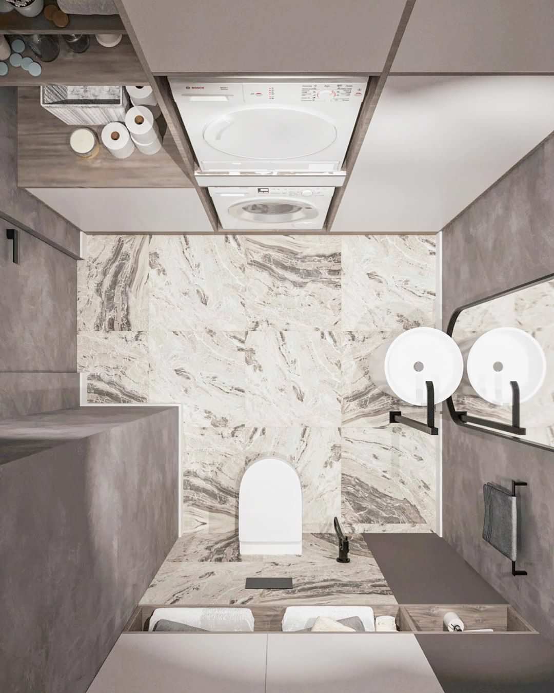 Дизайн-проект санузла в эко стиле и лофте в квартире во Владивостоке