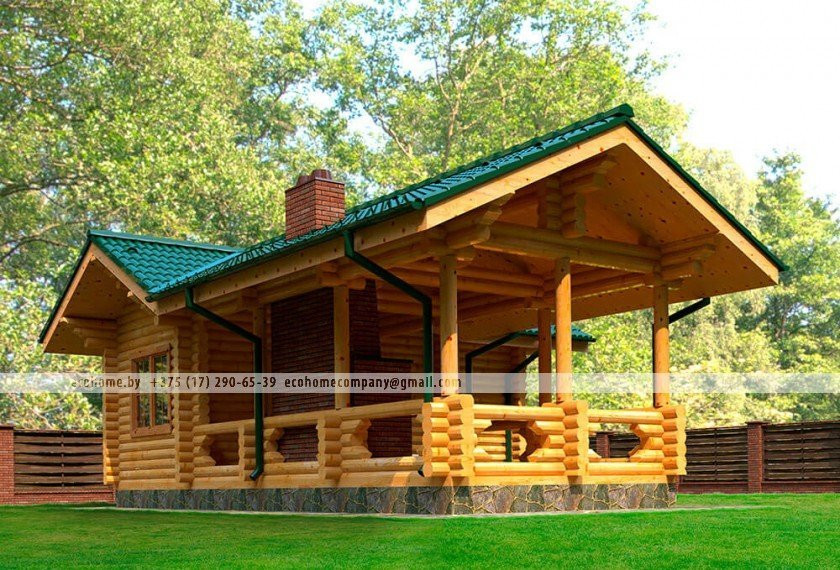 Проект бани из оцилиндрованного бревна B-40
