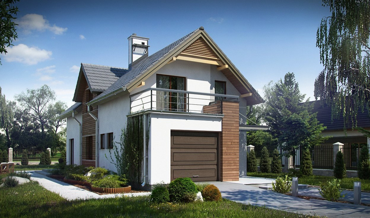 Функциональный и привлекательный дом с гаражом для узкого участка, проект Z293