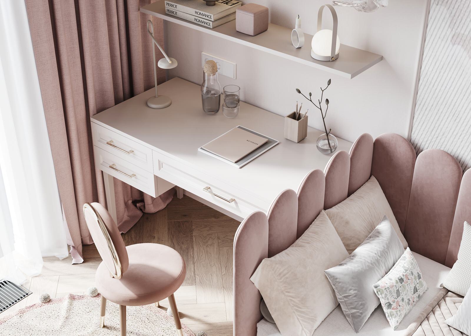 Интерьер розовой детской 13м2