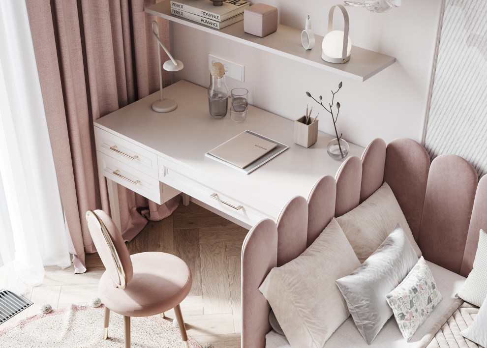 Интерьер розовой детской 13м2