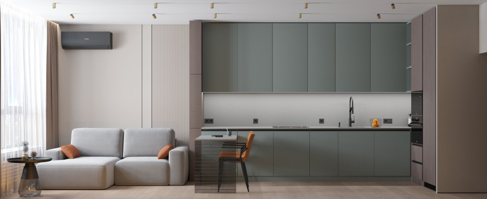 Кухня- гостиная с камином