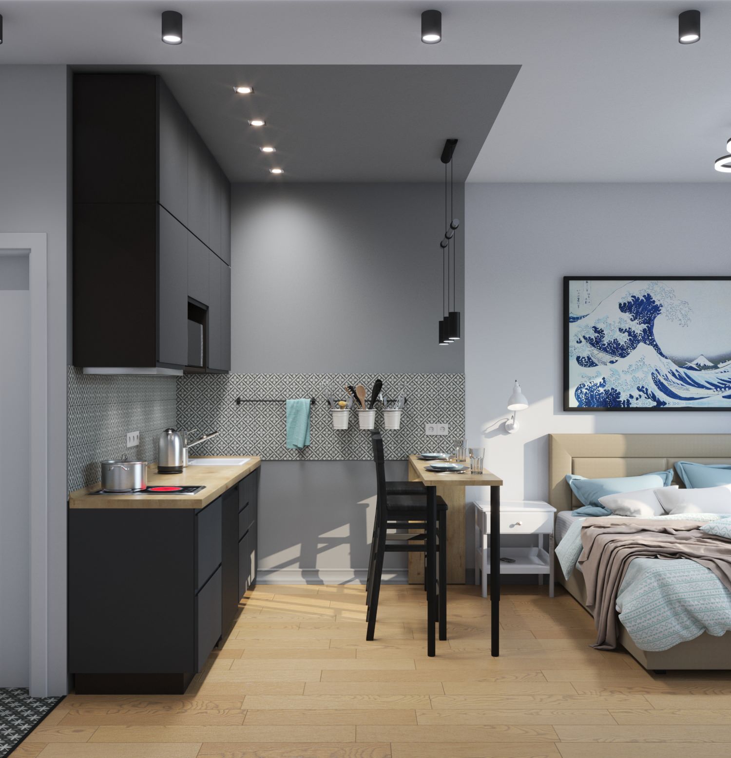 Черно-белый интерьер