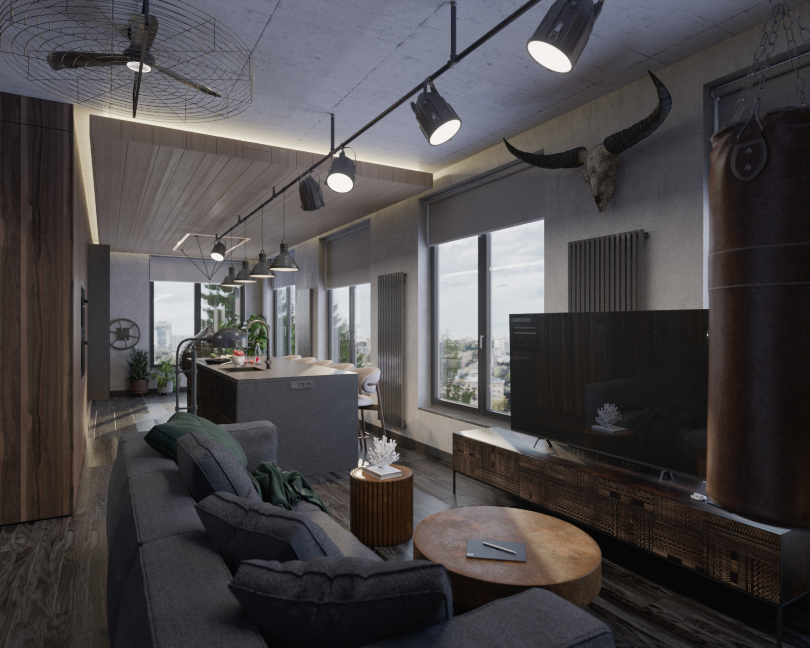 Квартира в стиле лофт, 105 м2